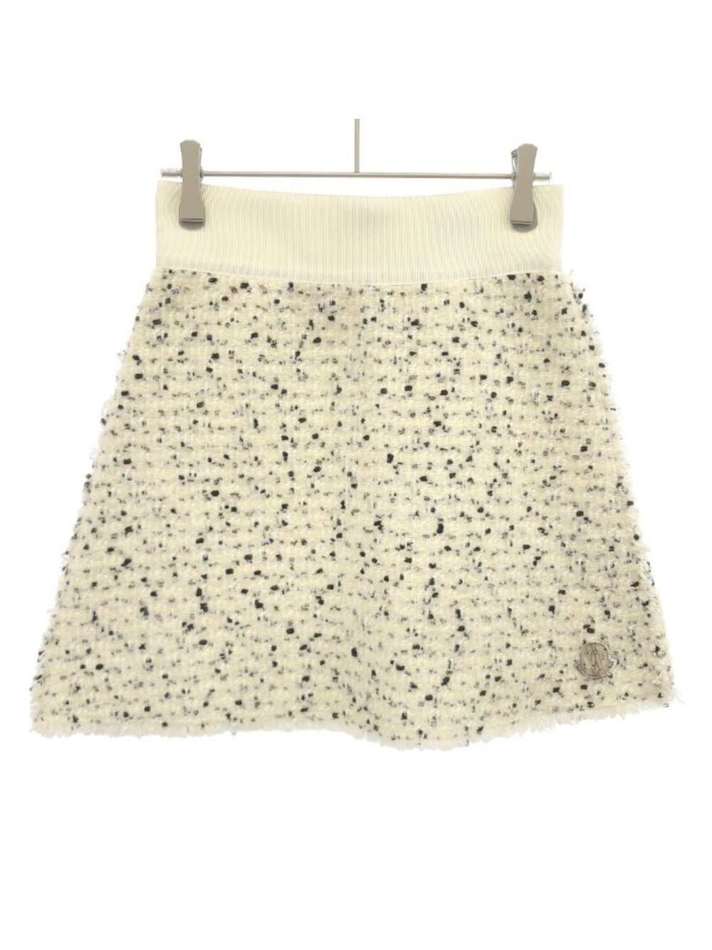 Moncler Gamme Rouge Russell Gonna Tweed Flare Mini Skirt White Black 38